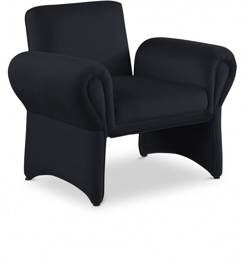 Fleurette Velvet Upholstered Accent Chair in Black - 409Black