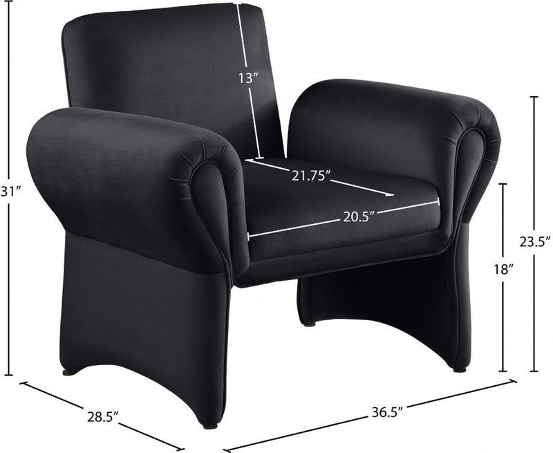 Fleurette Velvet Upholstered Accent Chair in Black - 409Black