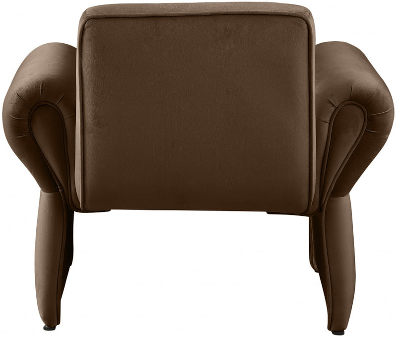 Fleurette Velvet Upholstered Accent Chair in Brown - 409Brown