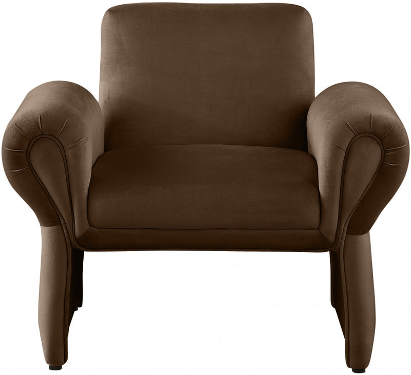Fleurette Velvet Upholstered Accent Chair in Brown - 409Brown