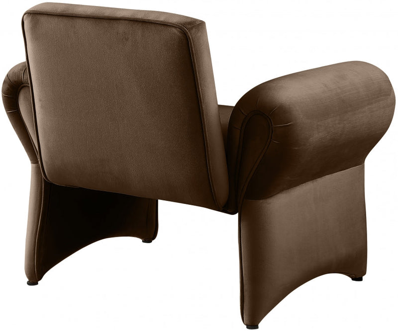 Fleurette Velvet Upholstered Accent Chair in Brown - 409Brown