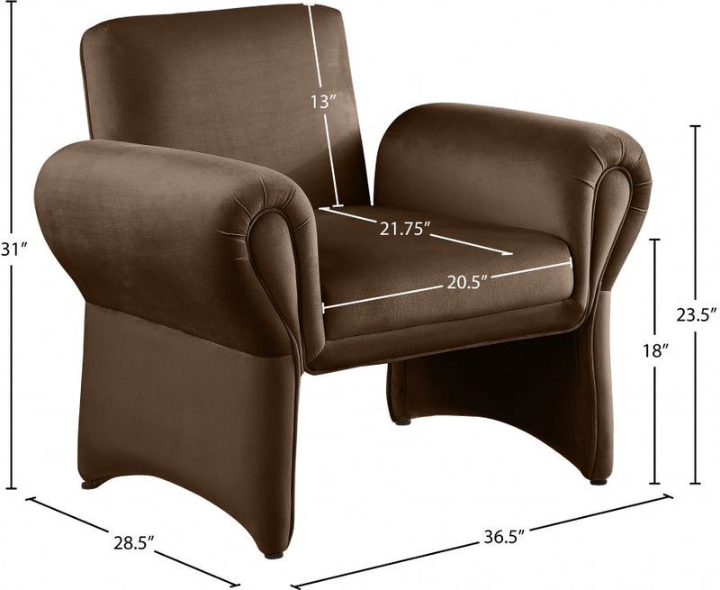 Fleurette Velvet Upholstered Accent Chair in Brown - 409Brown