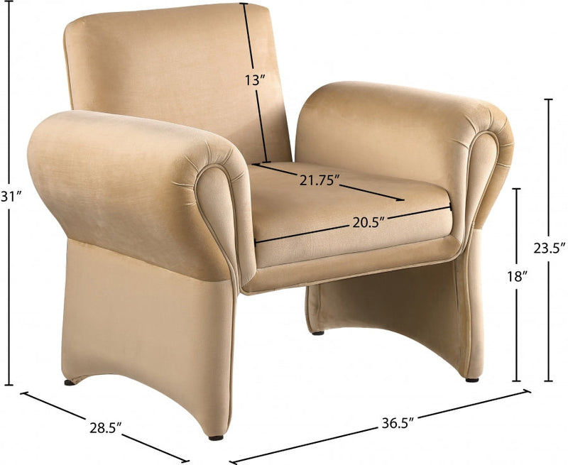 Fleurette Velvet Upholstered Accent Chair in Camel - 409Camel