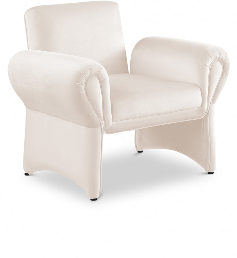 Fleurette Velvet Upholstered Accent Chair in Cream - 409Cream