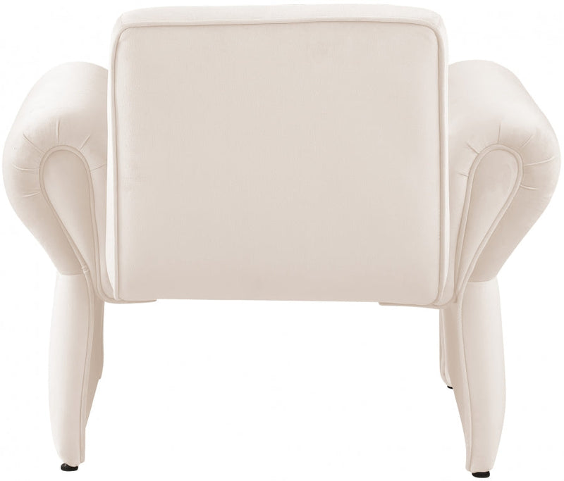 Fleurette Velvet Upholstered Accent Chair in Cream - 409Cream