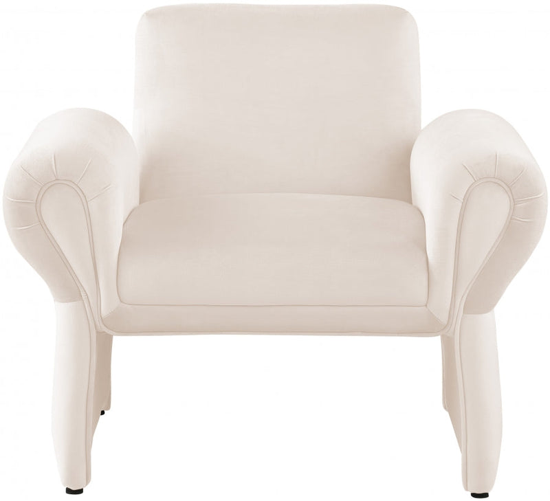 Fleurette Velvet Upholstered Accent Chair in Cream - 409Cream
