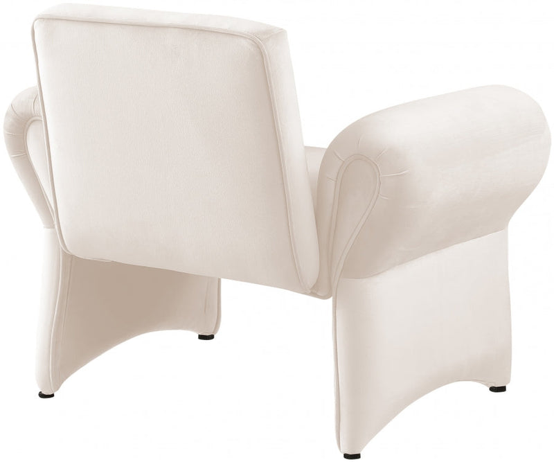 Fleurette Velvet Upholstered Accent Chair in Cream - 409Cream