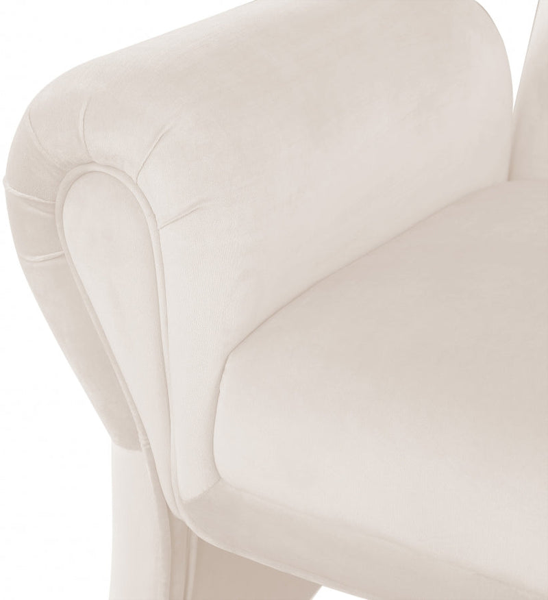 Fleurette Velvet Upholstered Accent Chair in Cream - 409Cream