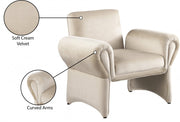 Fleurette Velvet Upholstered Accent Chair in Cream - 409Cream