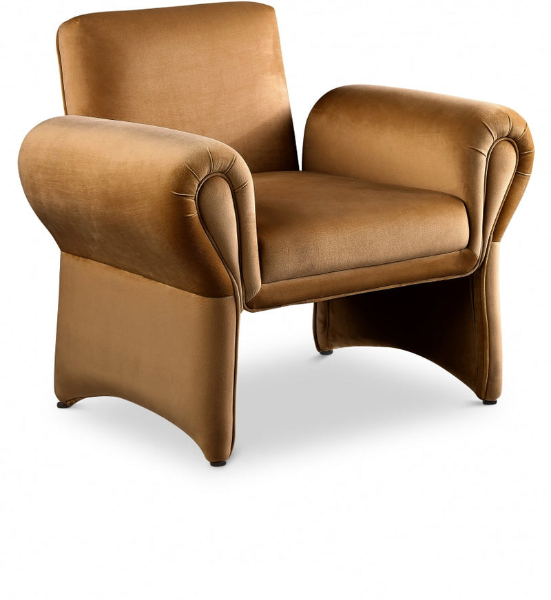 Fleurette Velvet Upholstered Accent Chair in Saddle - 409Saddle