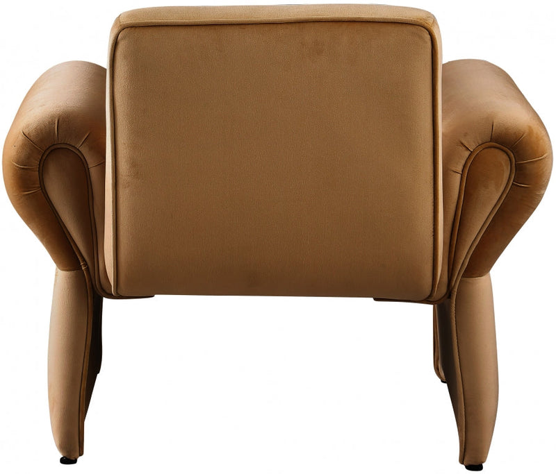 Fleurette Velvet Upholstered Accent Chair in Saddle - 409Saddle