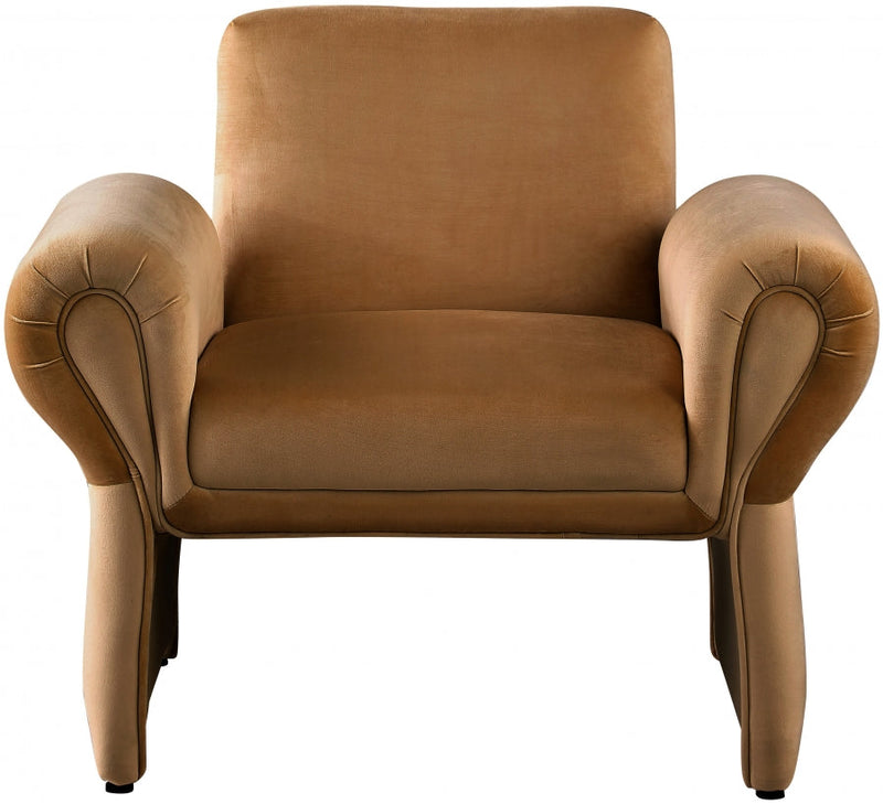 Fleurette Velvet Upholstered Accent Chair in Saddle - 409Saddle