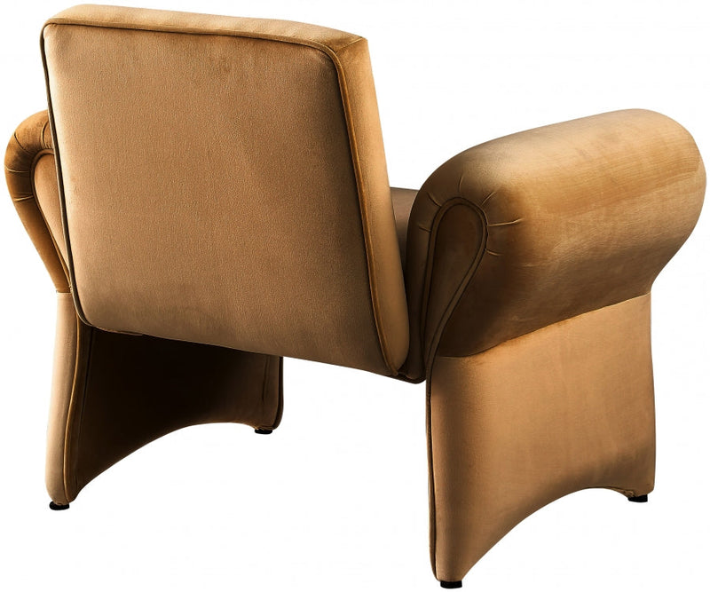 Fleurette Velvet Upholstered Accent Chair in Saddle - 409Saddle