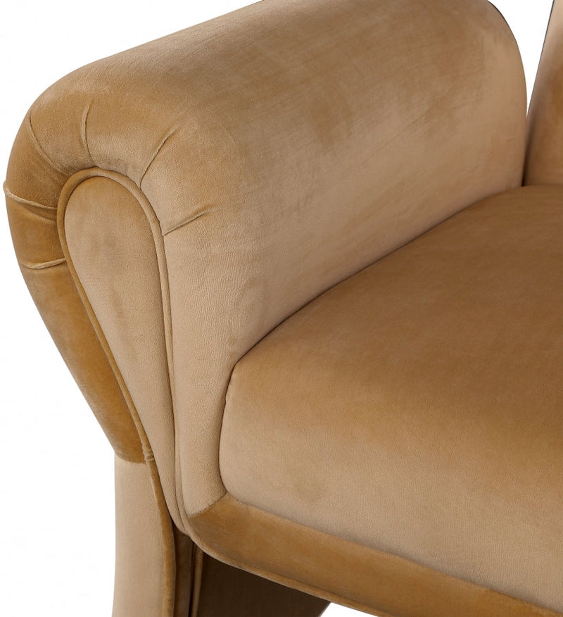 Fleurette Velvet Upholstered Accent Chair in Saddle - 409Saddle
