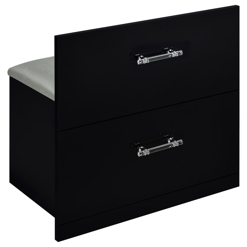 Flora 2-drawer Vanity Set with LED Mirror Black High Gloss - 930219