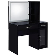 Flora 2-drawer Vanity Set with LED Mirror Black High Gloss - 930219