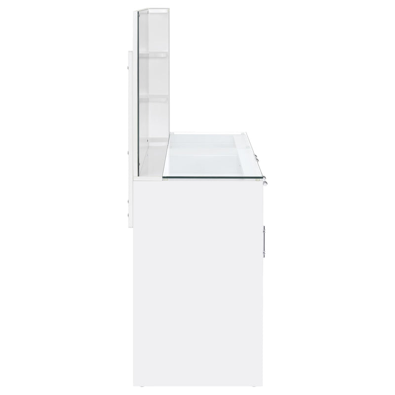 Flora 2-drawer Vanity Set with LED Mirror White High Gloss - 930218