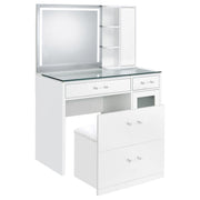 Flora 2-drawer Vanity Set with LED Mirror White High Gloss - 930218