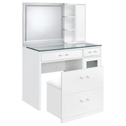 Flora 2-drawer Vanity Set with LED Mirror White High Gloss - 930218