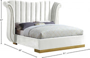 Flora Velvet Queen Bed (3 Boxes) White - Gate FurnitureQueen Bed