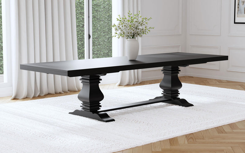 Florence 126-inch Extension Dining Table Distressed Black - 115531
