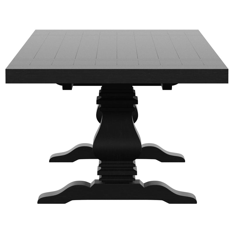 Florence 7-piece 126-inch Extension Dining Table Set Distressed Black - 115531-S7B