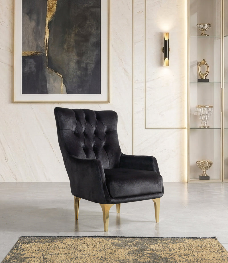 Florence Black Velvet Chair - FLORENCEBLACK-CHAIR