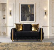 Florence Black Velvet Loveseat 64.5" - FLORENCEBLACK-L