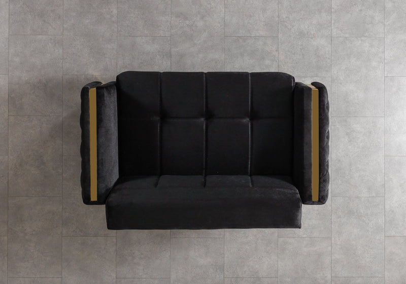 Florence Black Velvet Loveseat 64.5" - FLORENCEBLACK-L