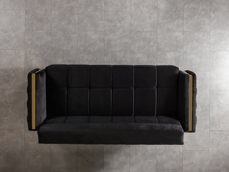 Florence Black Velvet Sofa 88" & Loveseat 64" - FLORENCEBLACK-SL