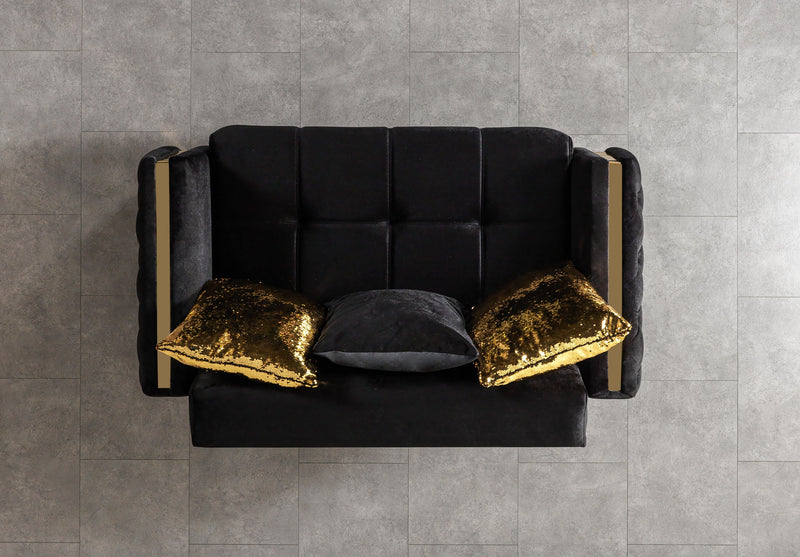 Florence Black Velvet Sofa 88" & Loveseat 64" - FLORENCEBLACK-SL