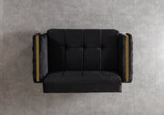 Florence Black Velvet Sofa 88" & Loveseat 64" - FLORENCEBLACK-SL