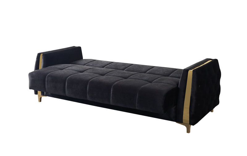 Florence Black Velvet Sofa 88" & Loveseat 64" - FLORENCEBLACK-SL