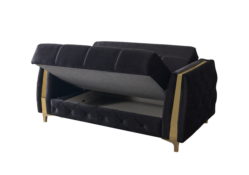 Florence Black Velvet Sofa 88" & Loveseat 64" - FLORENCEBLACK-SL
