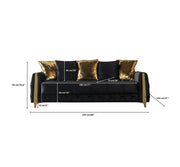 Florence Black Velvet Sofa 88" & Loveseat 64" - FLORENCEBLACK-SL