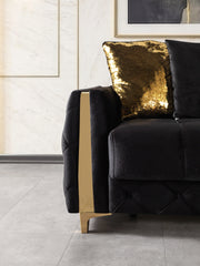 Florence Black Velvet Sofa 88" & Loveseat 64" - FLORENCEBLACK-SL
