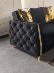 Florence Black Velvet Sofa 88" & Loveseat 64" - FLORENCEBLACK-SL