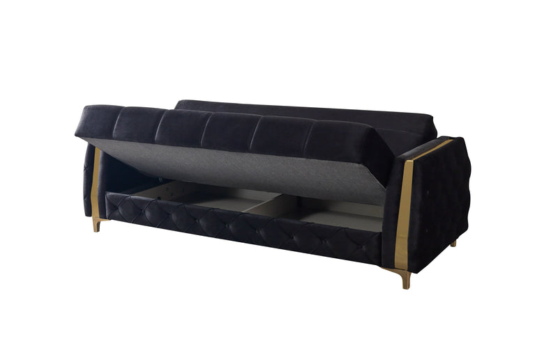 Florence Black Velvet Sofabed 88" - FLORENCEBLACK-S