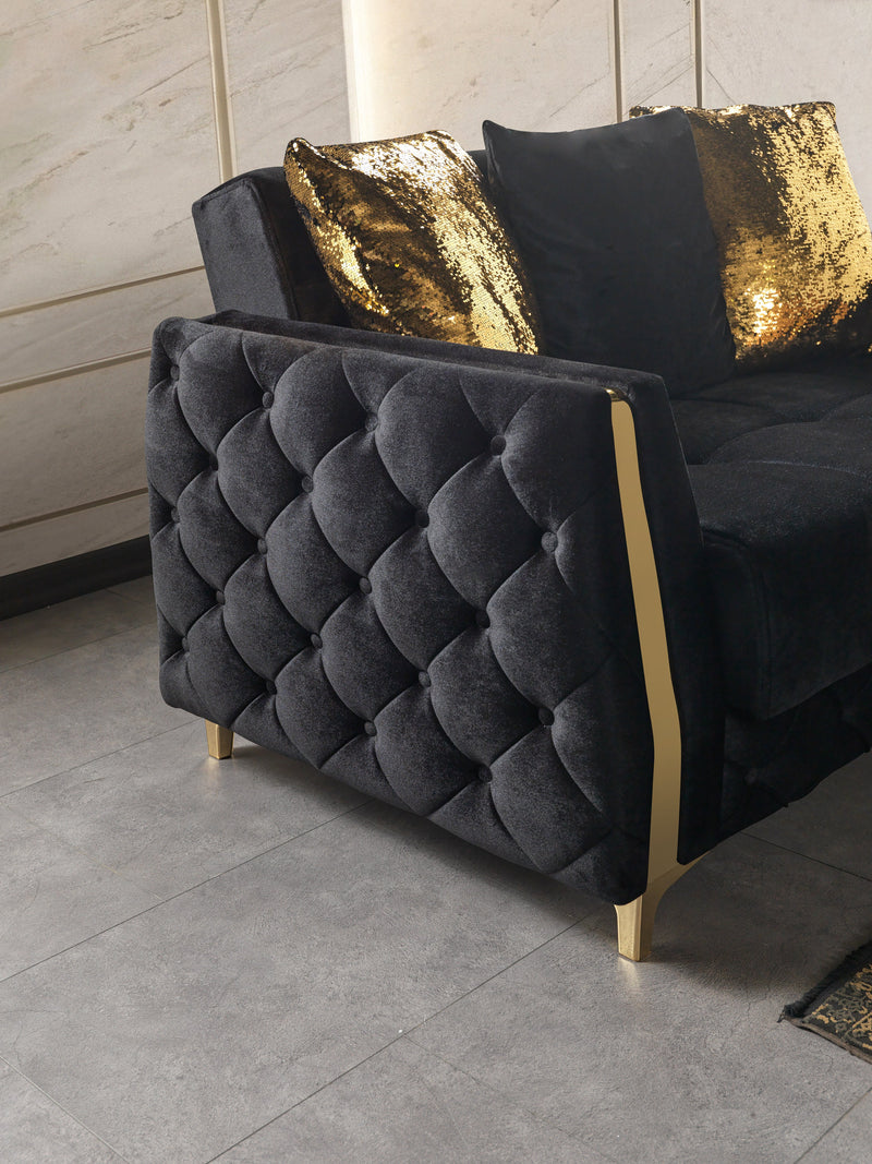 Florence Black Velvet Sofabed 88" - FLORENCEBLACK-S