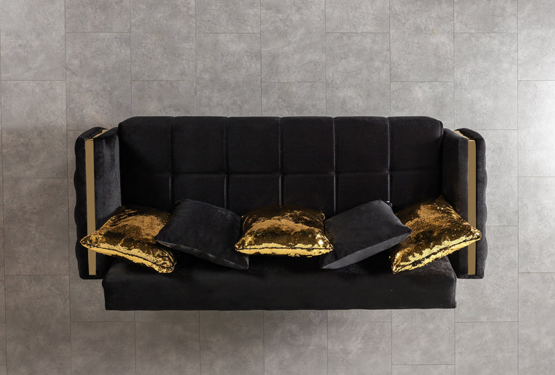 Florence Black Velvet Sofabed 88" - FLORENCEBLACK-S
