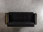 Florence Black Velvet Sofabed 88" - FLORENCEBLACK-S