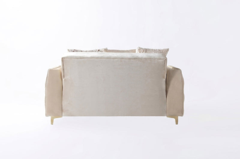 Florence Ivory Velvet Loveseat 64.5" - FLORENCEIVORY-L