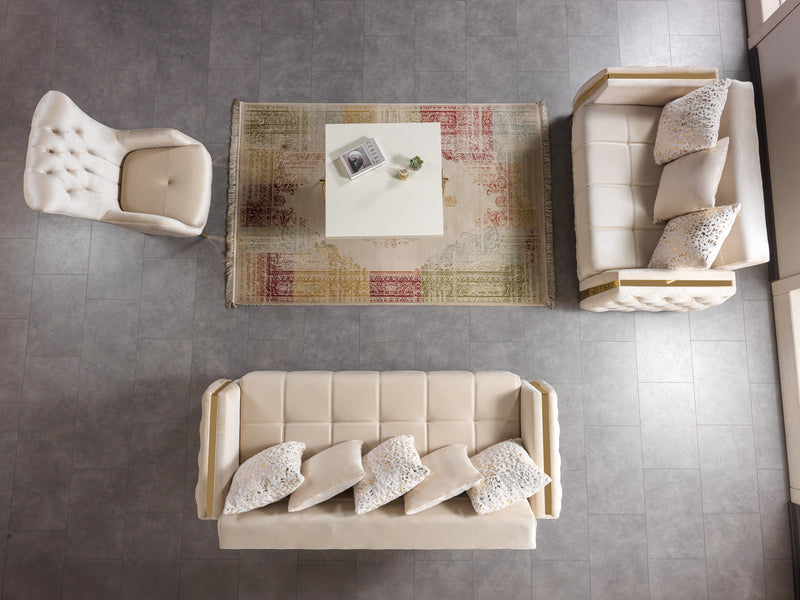 Florence Ivory Velvet Sofa 88" & Loveseat 64" - FLORENCEIVORY-SL