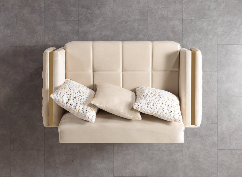 Florence Ivory Velvet Sofa 88" & Loveseat 64" - FLORENCEIVORY-SL