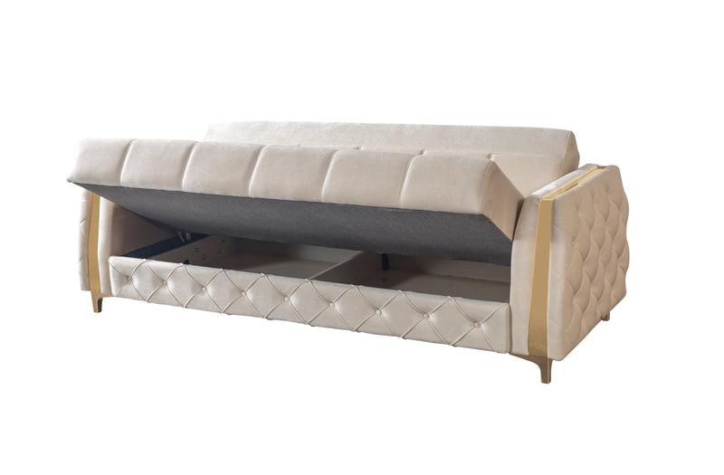 Florence Ivory Velvet Sofa 88" & Loveseat 64" - FLORENCEIVORY-SL