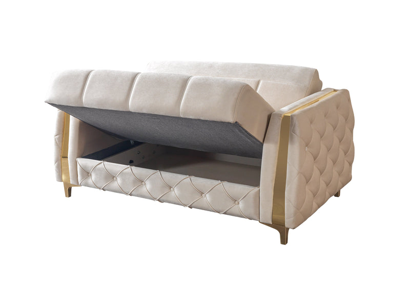 Florence Ivory Velvet Sofa 88" & Loveseat 64" - FLORENCEIVORY-SL