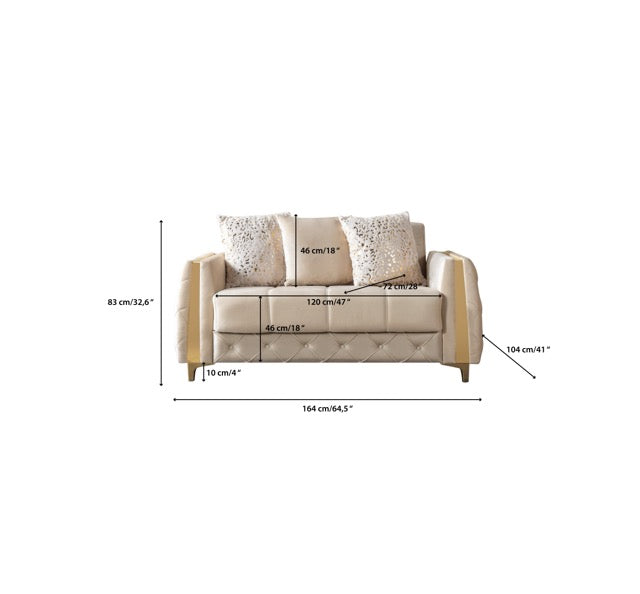 Florence Ivory Velvet Sofa 88" & Loveseat 64" - FLORENCEIVORY-SL
