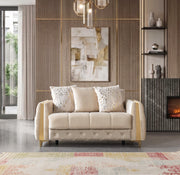 Florence Ivory Velvet Sofa 88" & Loveseat 64" - FLORENCEIVORY-SL