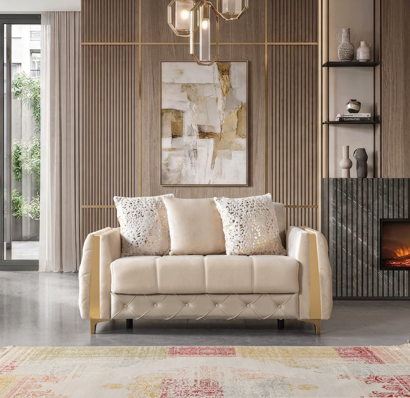 Florence Ivory Velvet Sofa 88" & Loveseat 64" - FLORENCEIVORY-SL