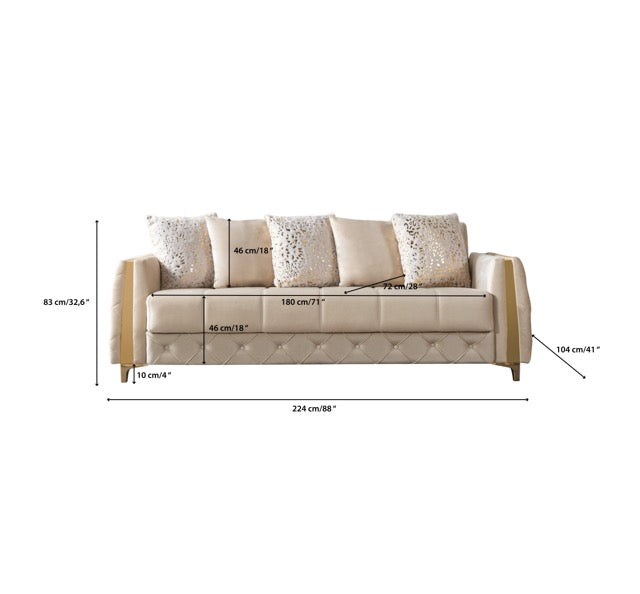 Florence Ivory Velvet Sofabed 88" - FLORENCEIVORY-S